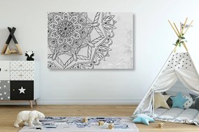 Stampa su tela – Mandala in tema invernale in bianco e nero