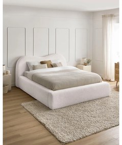 Letto matrimoniale bianco imbottito con spazio contenitivo con rete inclusa 180x200 cm Orlane – Bobochic Paris