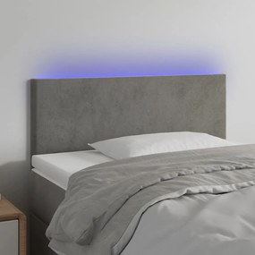 Testiera A Led Grigio Chiaro 90x5x78/88 Cm İn Velluto /