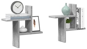 Mensole A Parete 2pz Grigio Sonoma 38x12x38 Cm İn Truciolato /