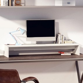 Supporto per monitor bianco 100x27x15 cm legno massello di pino