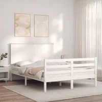 Giroletto con Testiera Bianco 140x200 cm in Legno Massello 3195222