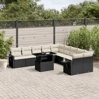 Set Divani da Giardino 11 pz con Cuscini in Polyrattan Nero 3268166