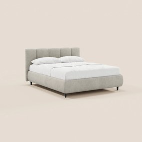 ARKAM letto imbottito con vano contenitore e testiera a lavorazione verticale - design shabby chic in tessuto certificato Oeko-Tex®
