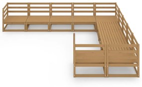 Set Divani da Giardino 10 pz in Legno Massello di Pino