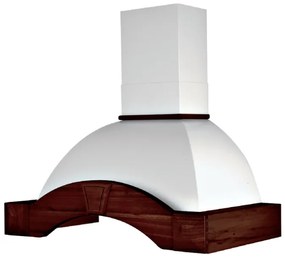 Cappa cucina rustica bianca GAIA con cornice in legno intarsio cm 90