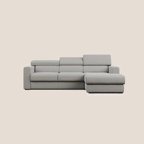 Dylan divano angolare con estraibile a cassettone in tessuto fiammato simil cotone impermeabile T19 beige