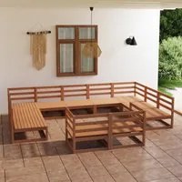 Set Divani da Giardino 11 pz in Legno Massello di Pino cod mxl 37331