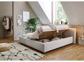 Letto matrimoniale imbottito grigio chiaro con contenitore con rete inclusa 160x200 cm Cube – Meise Möbel