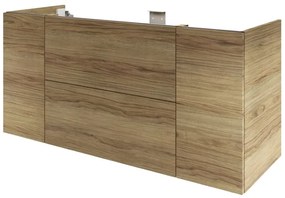 Mobile da bagno sospeso sotto lavabo L 135 x H 64 x P 48 cm rovere lucido, 2 cassetti, 2 ante SENSEA Neo Frame