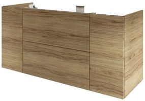 Mobile da bagno sospeso sotto lavabo L 135 x H 64 x P 48 cm rovere miele, 2 ante 2 cassetti Apertura push-pull SENSEA Neo, Maniglie acquistabili separatamente