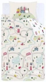 Biancheria da letto per bambini bianca/beige in cotone per letto matrimoniale 200x200 cm Transport – Bianca