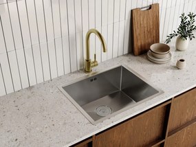 Set lavandino 55 x 45 cm SOELA + rubinetto ROMILY in Acciaio inossidabile Dorato