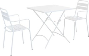 ROMANUS - set tavolo in metallo cm 70 x 70 x 72 h con 2 poltrone Romanus