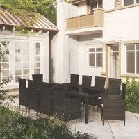 Set Mobili da Giardino 11 pz con Cuscini in Polyrattan Nero 3094848