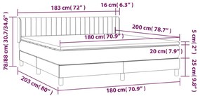 Giroletto a Molle con Materasso Grigio Scuro 180x200 cm Tessuto