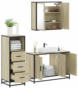 Set Mobili Da Bagno 3 Pz Rovere Sonoma İn Legno Multistrato /