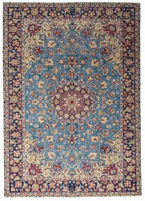 Najafabad Tappeto 250x360 Blu (Iran) Annodato A Mano