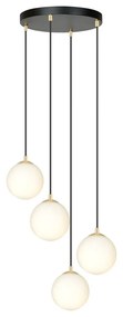 Lampadario a Sospensione in Acciaio e Vetro ROYAL 4 Bianco o Nero 4xE14 Colore del corpo Nero