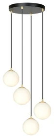 Lampadario a Sospensione in Acciaio e Vetro ROYAL 4 Bianco o Nero 4xE14 Colore del corpo Nero