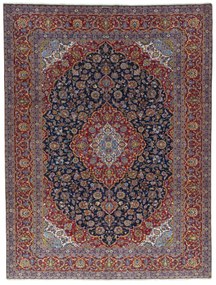 Kashan Tappeto 390 x 300 Blu (Iran) Annodato A Mano
