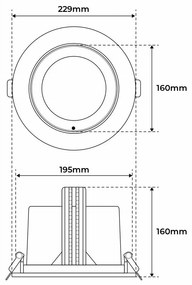 Faro LED Incasso 42W Nero Orientabile Foro Ø210mm con driver Philips Colore Bianco Variabile CCT