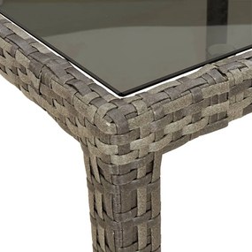 Tavolo giardino grigio 190x90x75 cm vetro temperato polyrattan