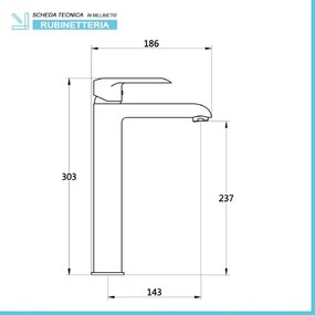 Rubinetto lavabo alto cromato serie Dalila
