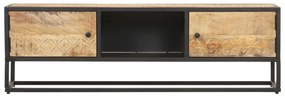 Mobile porta tv con anta intagliata 130x30x40cm in mango grezzo