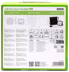 Aigostar - LED Faro solare dimmerabile con sensore LED/80W/3,4V IP66 + +TC