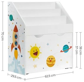 Libreria per bambini ANET bianca con cassetto