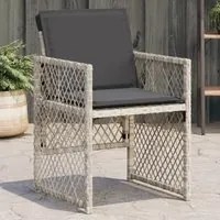 Sedie da Giardino con Cuscini 4 pz Grigio Chiaro in Polyrattan 364954