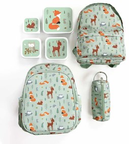 A Little Lovely Company - set di quattro scatole merenda - amici del bosco - verde