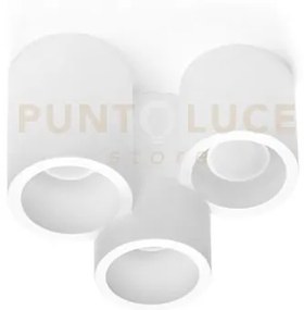 Arta lampada da soffitto 3 luci tonda in gesso bianco