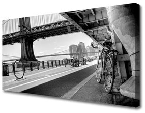 Quadro su tela Ponte. Bici. Architettura 100x50 cm