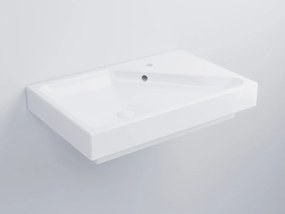 Cielo Smile Blink Lavabo 75x48 con piano Destro da appoggio semincasso o sospeso In Ceramica Bianco Lucido