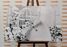 Stampa su tela – Natura morta romantica in stile vintage in bianco e nero