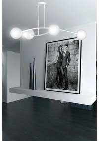 Plafoniera Contemporaneo Krishna Acciaio Bianco 4 Luci E14 Ip20