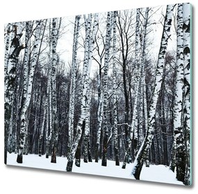 Tagliere in vetro Birche in inverno 60x52 cm