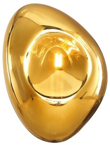 Applique Contemporanea Mabell Metallo Nero 1 Luce Diffusore Vetro Oro