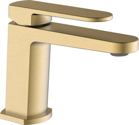 Rubinetto per lavabo a canna bassa getto laminare cristallino Zefir oro spazzolato AQUASANIT