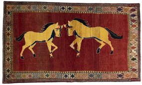 Gabbeh Tappeto 210x120 Rosso (Iran) Annodato A Mano