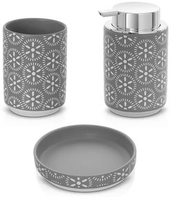 Set accessori bagno 3 pezzi da appoggio in ceramica grigio Circus