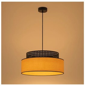 Lampadario a sospensione con filo BOHO 1xE27/60W/230V diametro 40 cm nero/rattan
