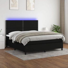 Letto A Molle Con Materasso E Led Nero 160x200 Cm İn Tessuto /