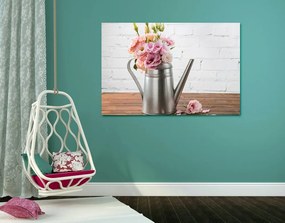 Quadro su tela – Bouquet di fiori in annaffiatoio