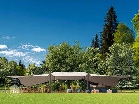 TOOLPORT Tenda stretch 10,5 x 15 m, set di pali in alluminio incluso, color sabbia - (1708)
