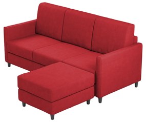 Ityhome KARAY Rosso | divano 3 posti con pouf