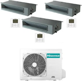 Climatizzatore Condizionatore Hisense Canalizzabile R32 Trial Split Inverter 9000 + 9000 + 18000 BTU con U.E. 3AMW72U4RJC Classe A++/A+