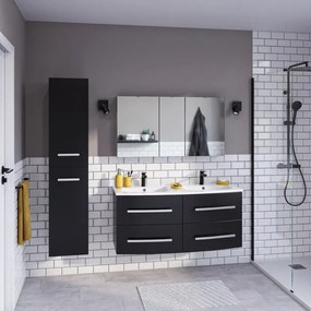Mobile sottolavabo e lavabo Perla per doppia vasca nero opaco L 121 x H 53.7 x P 47.5 cm 4 cassetti